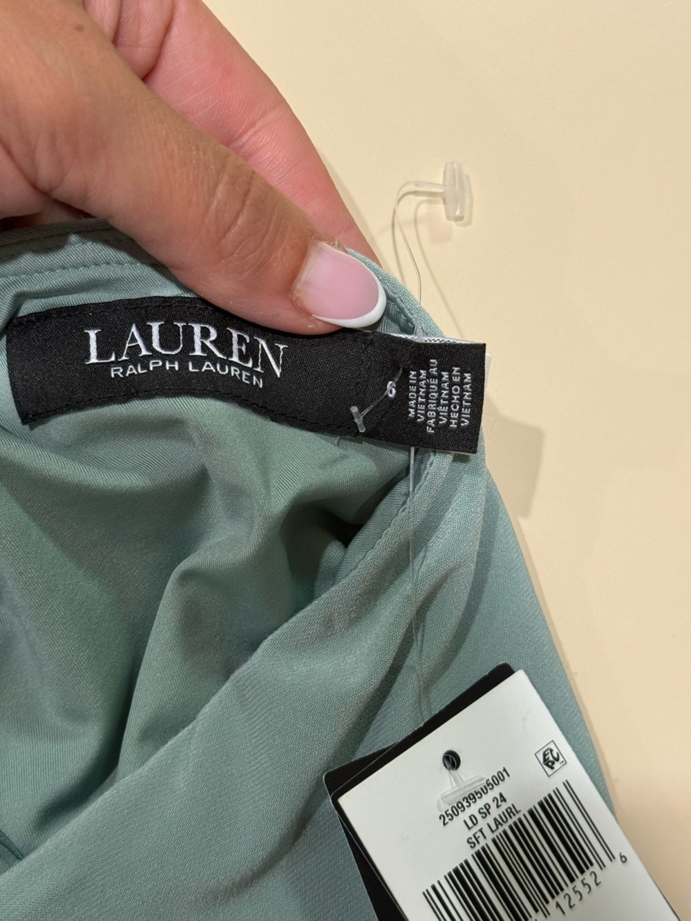 Ralph Lauren One-Shoulder Knot-Detail Midi Dress in Sage - Picture 6 of 6